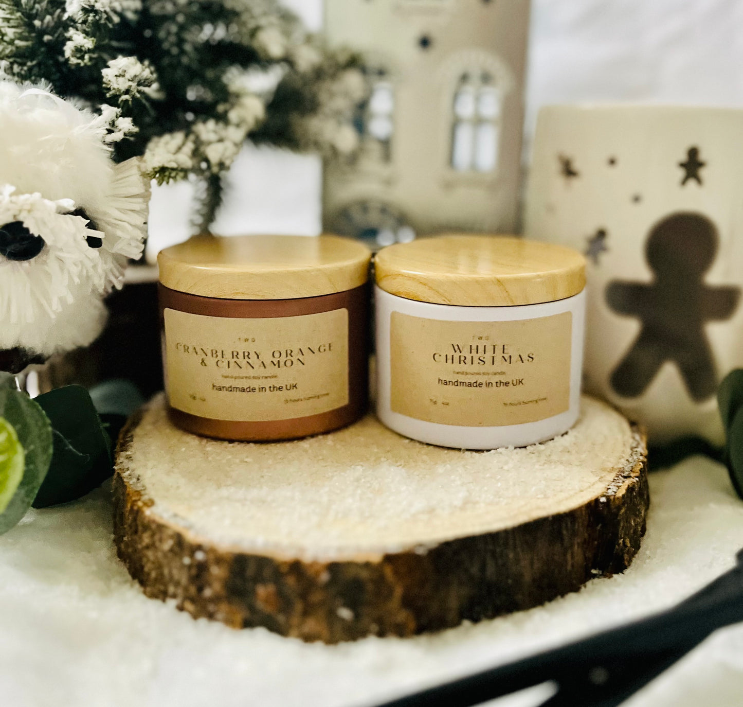 Cranberry , Cinnamon & Orange & White Christmas Candle Tins