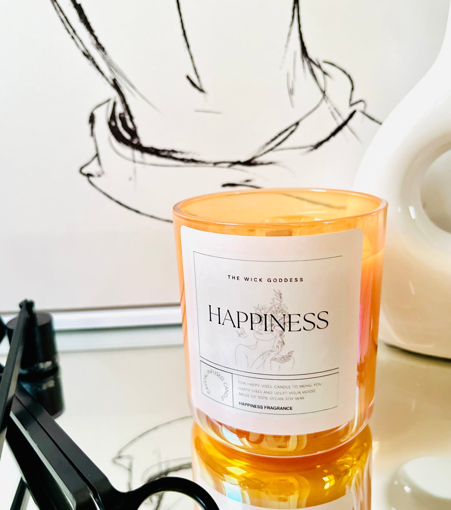 Happiness Crystal Candle - For Happy Vibes