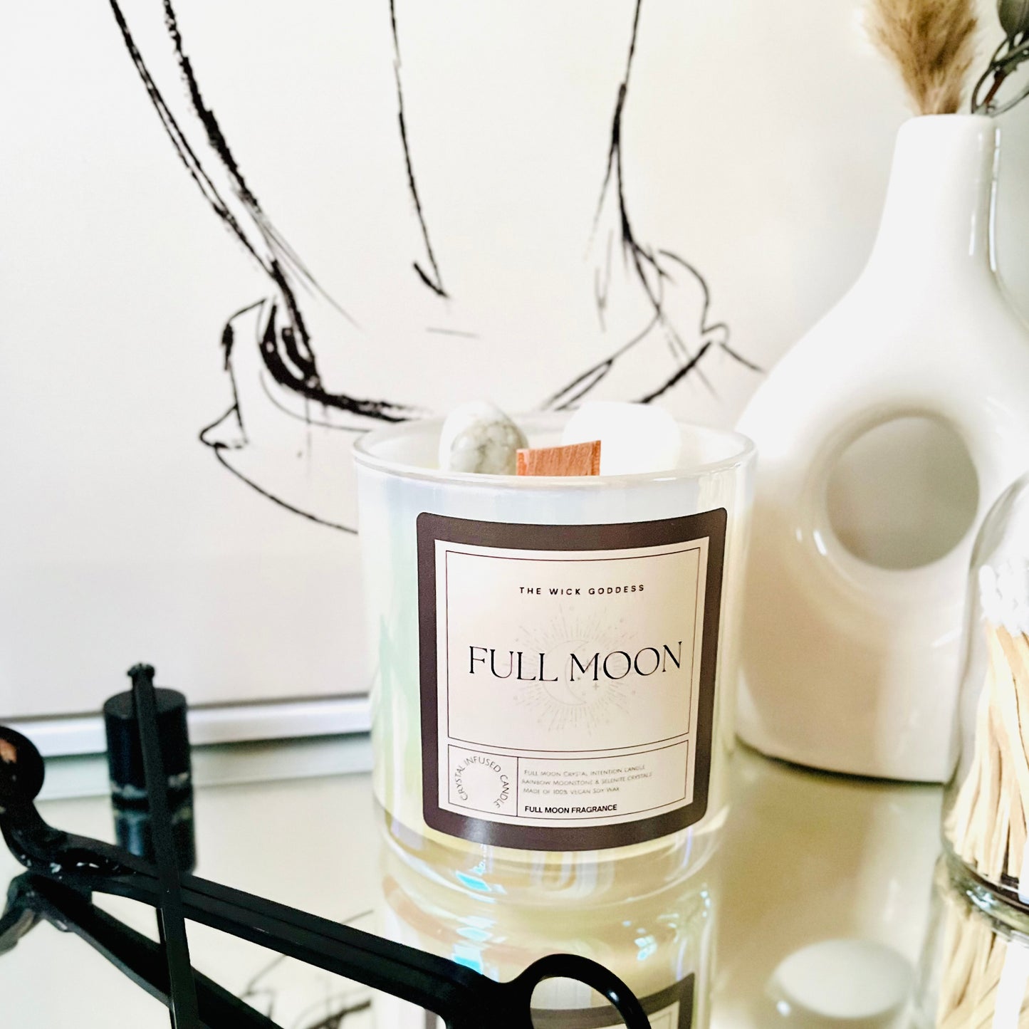 Full Moon Crystal Candle