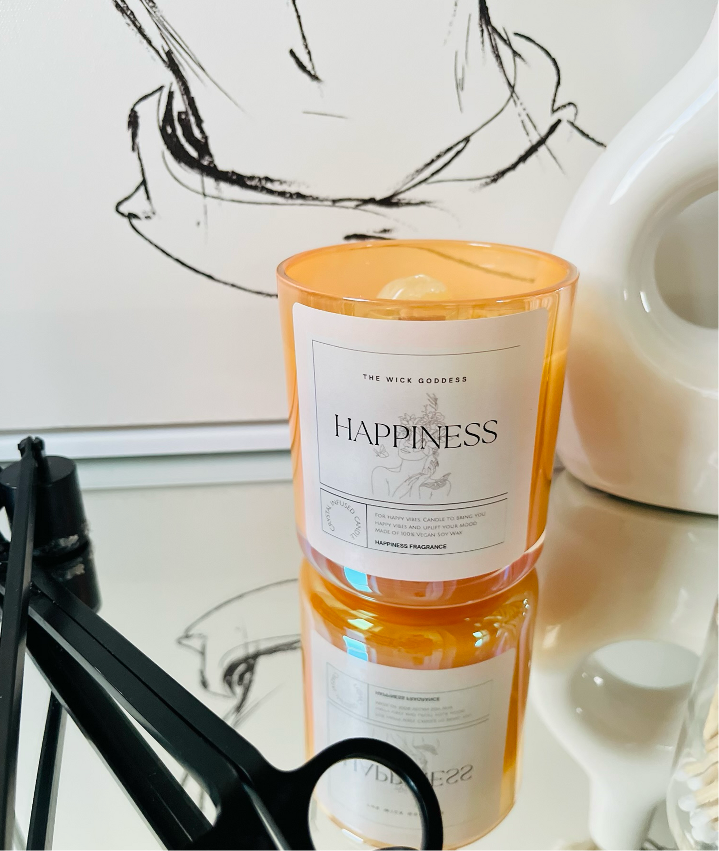 Happiness Crystal Candle - For Happy Vibes