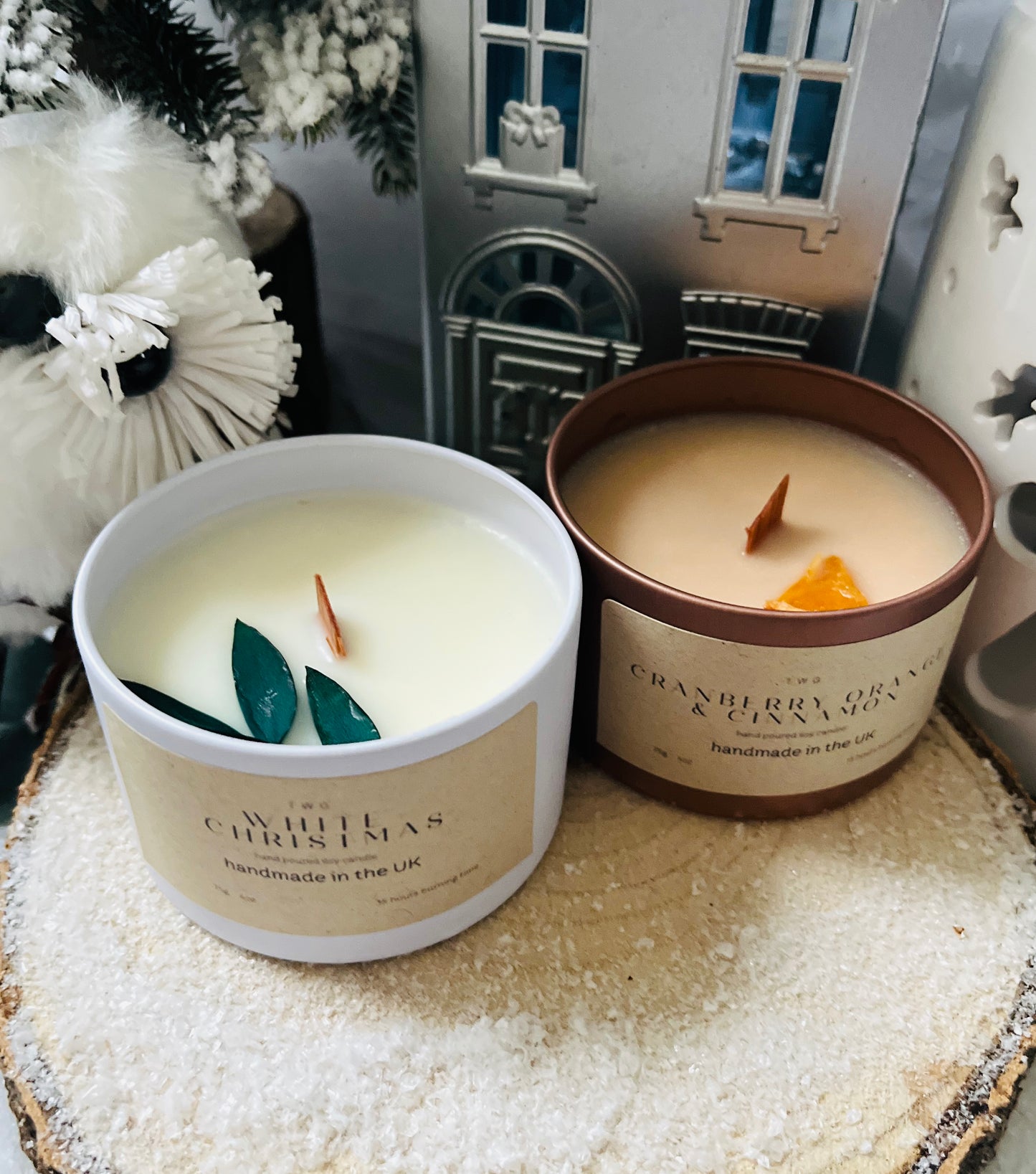 Cranberry , Cinnamon & Orange & White Christmas Candle Tins