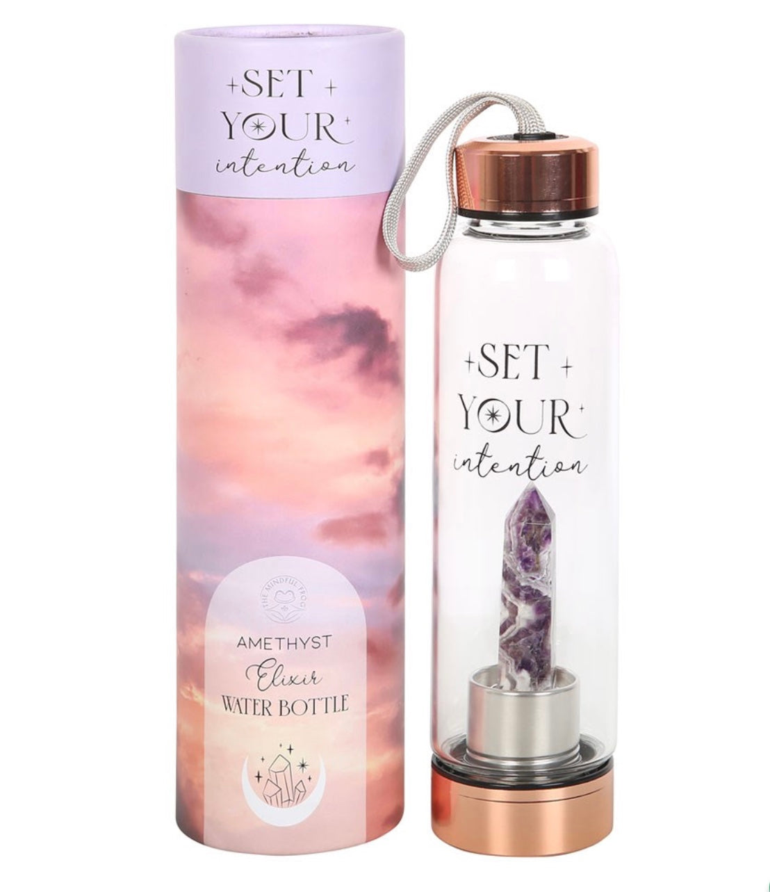 Amethyst intentions water bottle the wick goddess