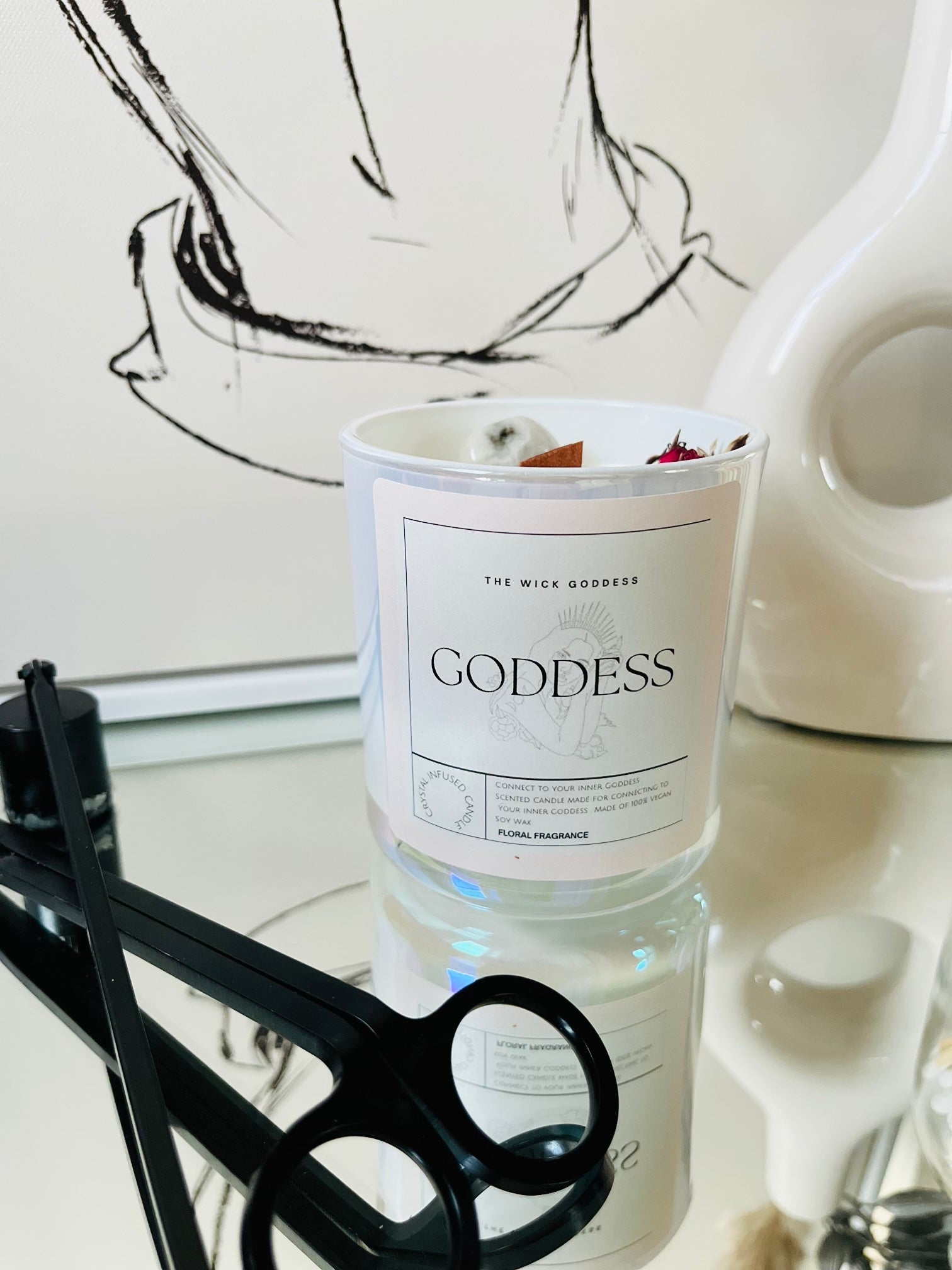 Goddess crystal candle