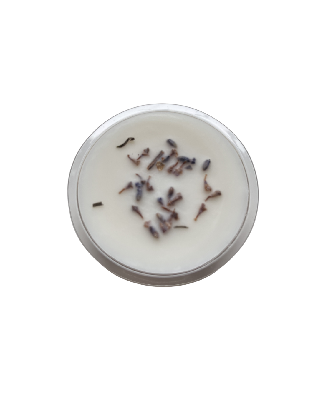 Wax melt with lavender buds on a white background