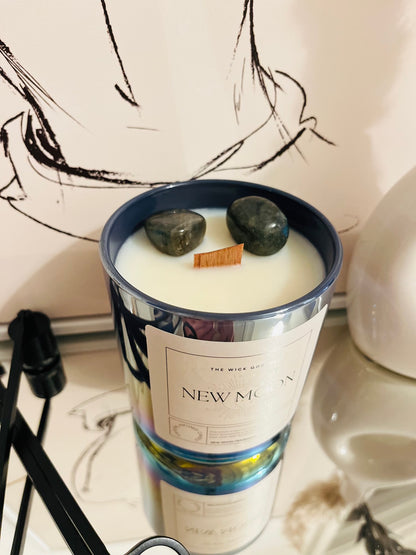 New Moon Crystal Candle