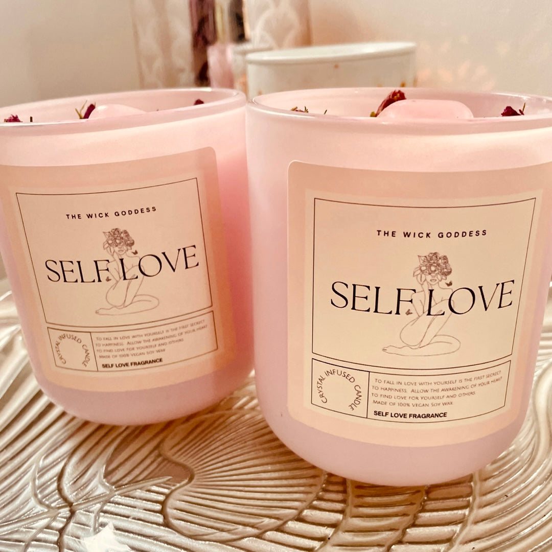 Self Love Crystal Candle - We all need a extra little self love