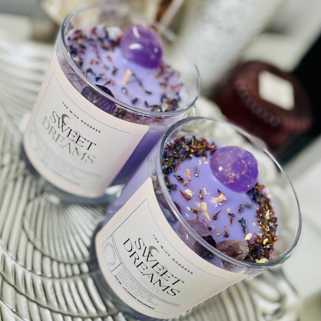 Sweet Dreams Crystal Candle- For a restful nights sleep