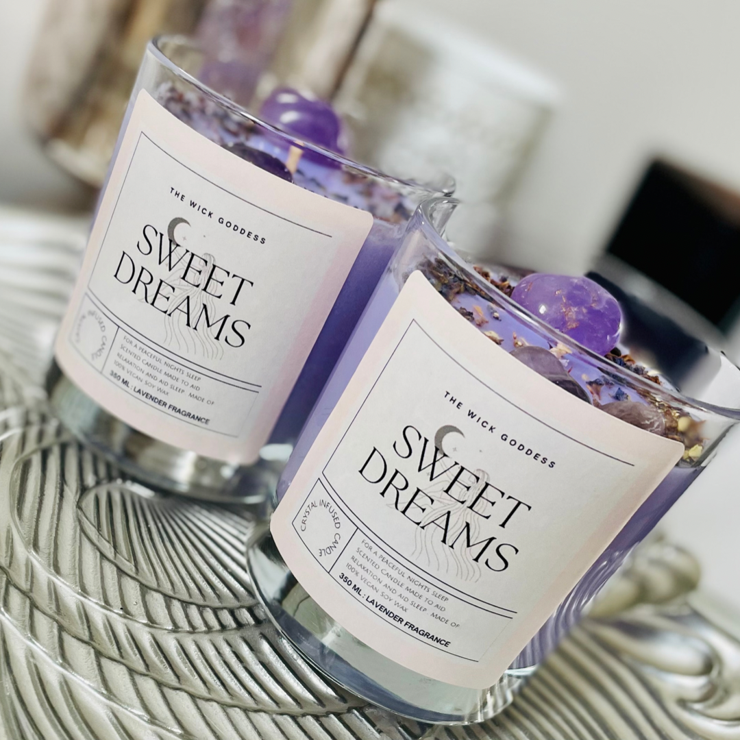 Sweet Dreams Crystal Candle- For a restful nights sleep